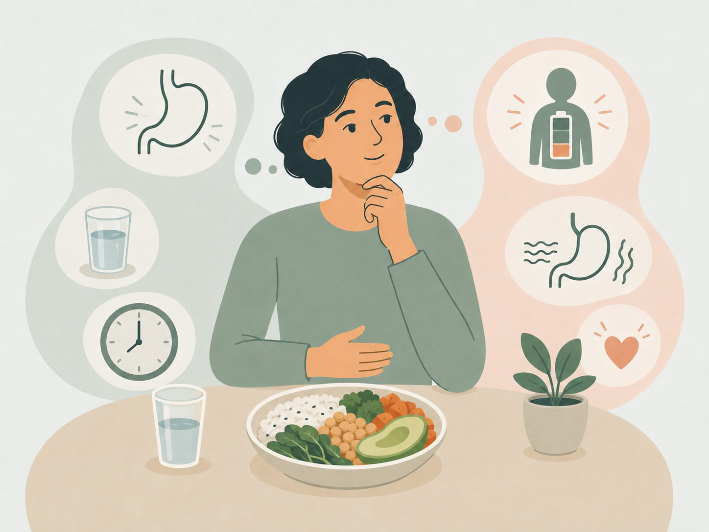 Illustration about recognizing signs of physical hunger