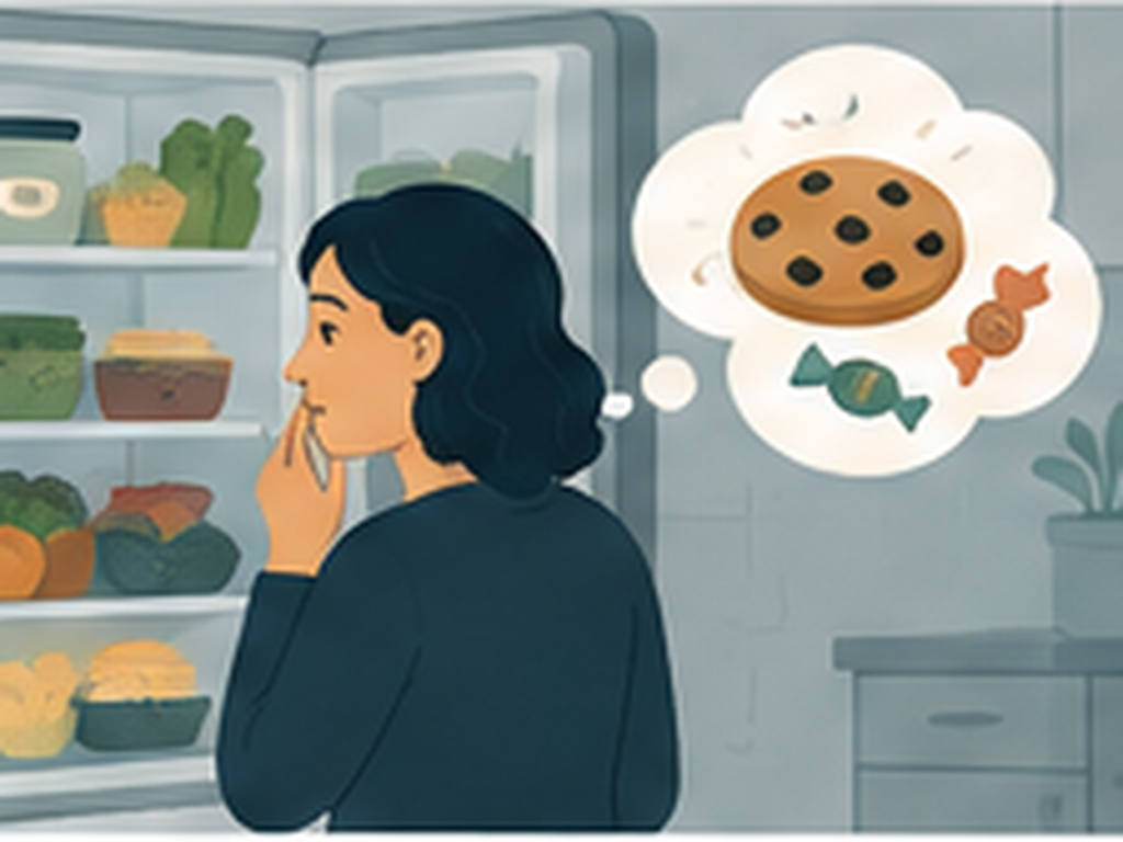 Illustration of visible food acting as an environmental cue for a craving