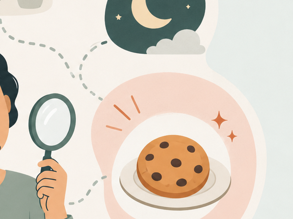 Illustration connecting nighttime cues with a specific food craving