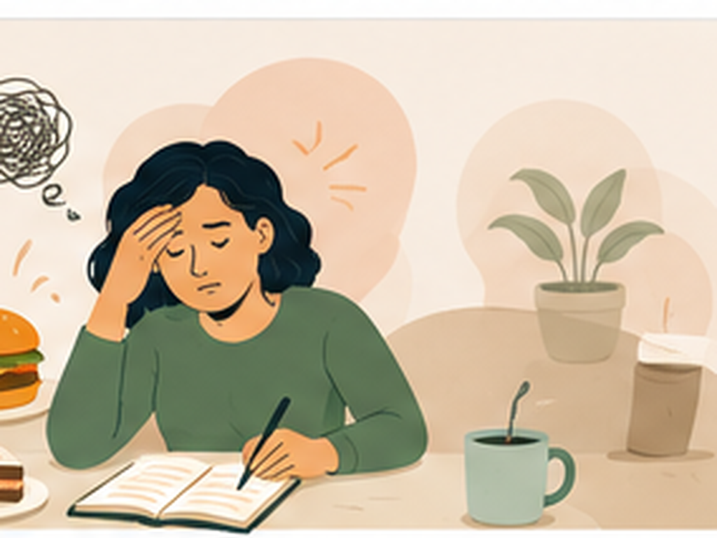 Illustration of stress and a strong urge for rewarding food